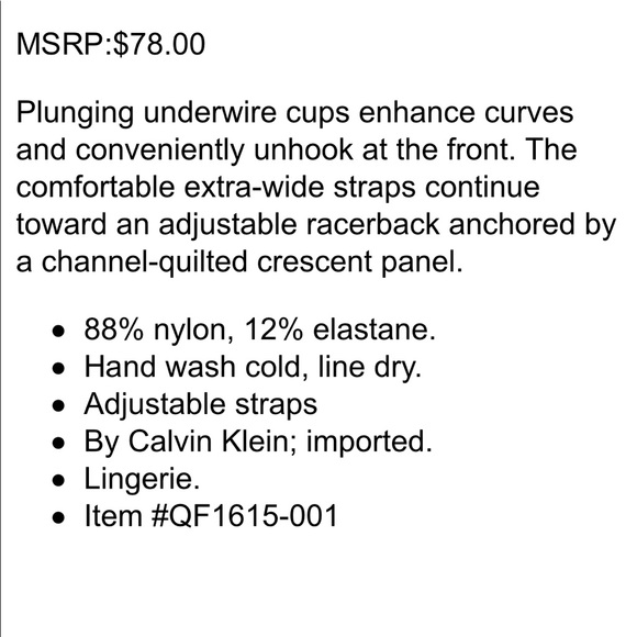 BNWT Calvin Klein BLACK Racerback Push up Bra - Picture 5 of 8